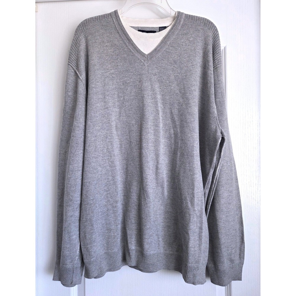 VTG Y2K Nat Nast Luxury Original V-Neck Sweater Carbon Grey Cashmere Blend Sz XL